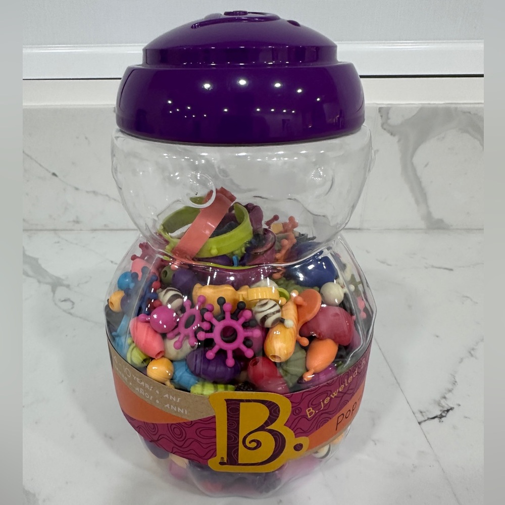B Jeweled Pop Arty Snap Beads Jewelry Crafts Kids Bead Kit Jar Bracelet